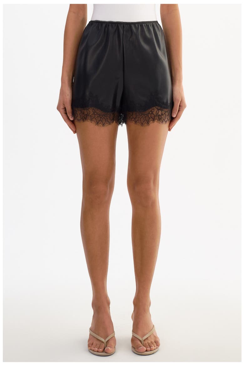 FARAH | Lace Faux Leather Short, Main, color, Black
