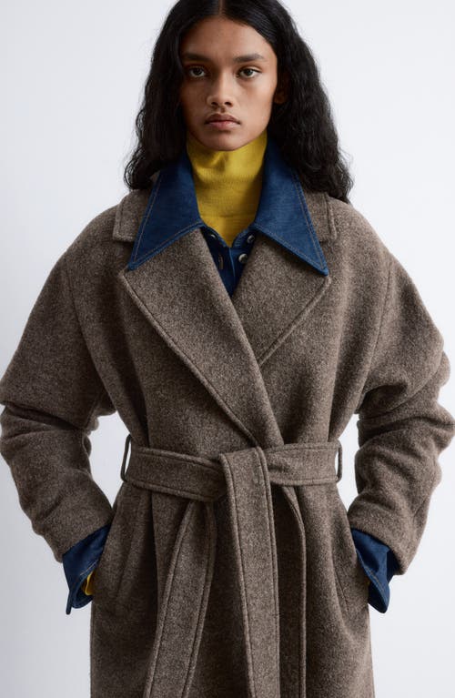 & Other Stories Belted Wool Wrap Coat In Brown