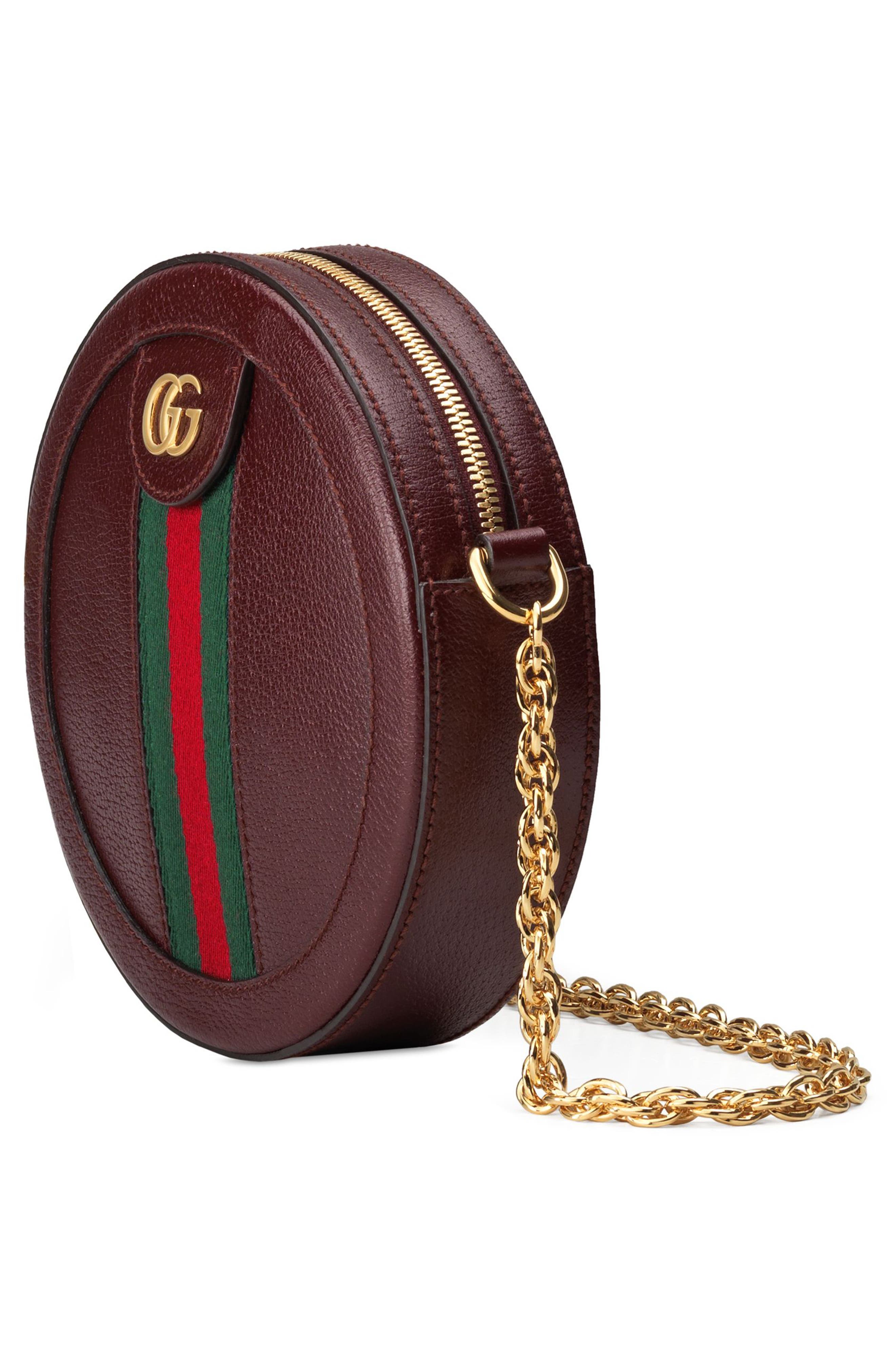 Gucci Mini Ophidia Round Leather Bag, Alternate, color, 
