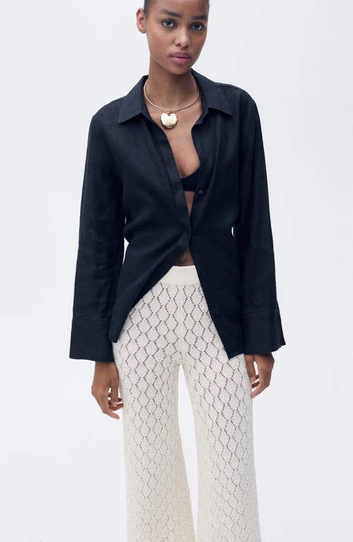 Shop Mango Openwork Knit Pull-on Straight Leg Pants