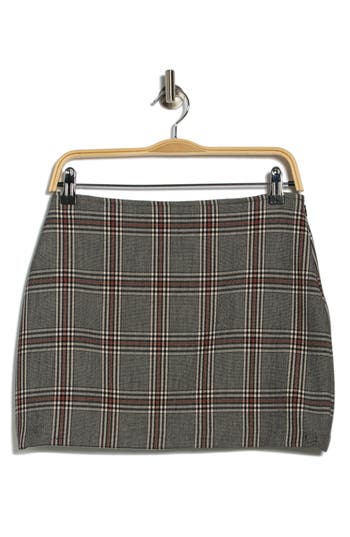 Matty M . Plaid A-line Mini Skirt In Gray