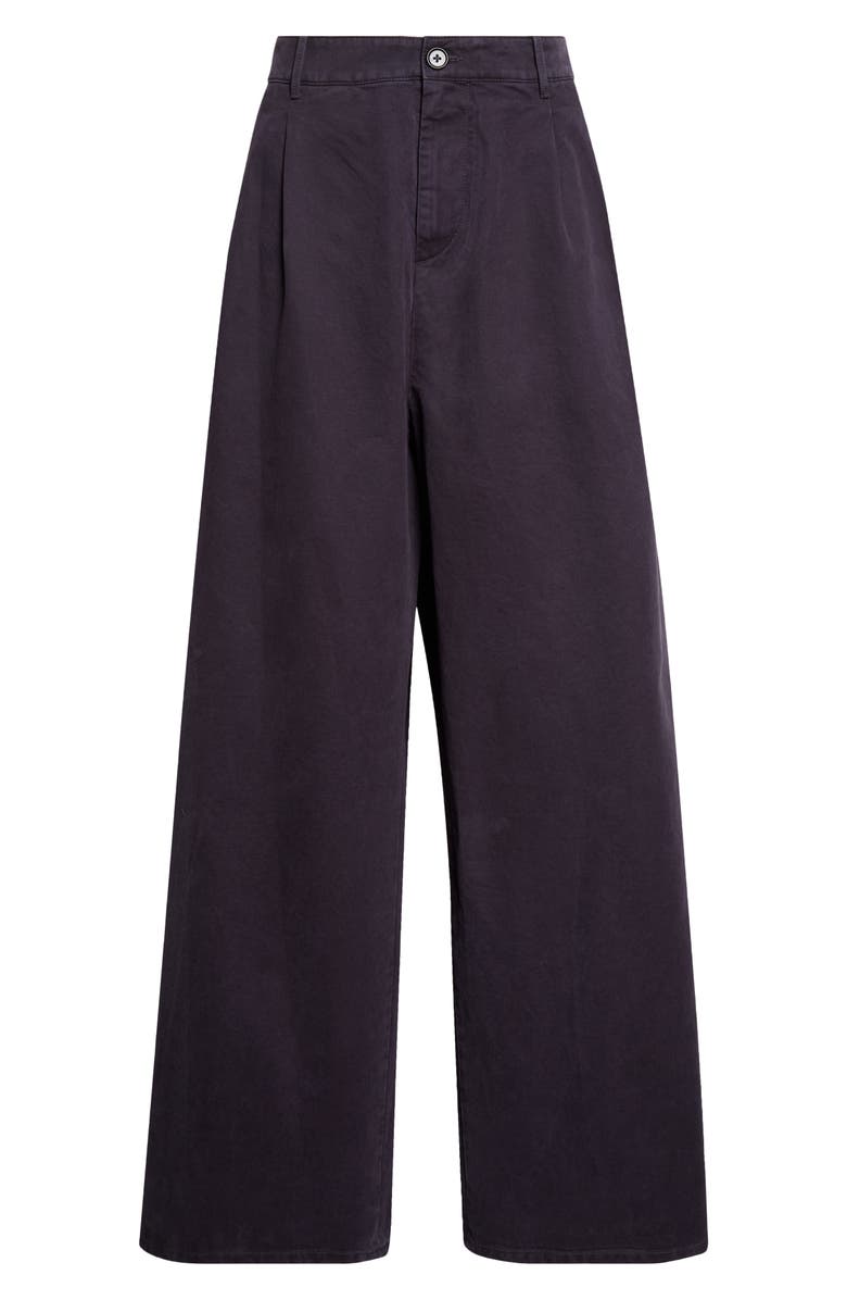 Jil Sander Pleated Cotton Drill Wide Leg Pants, Main, color, Midnight