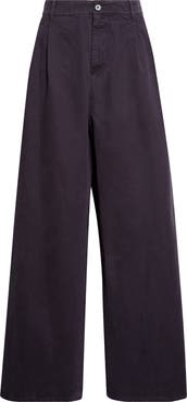 Jil Sander Pleated Cotton Drill Wide Leg Pants