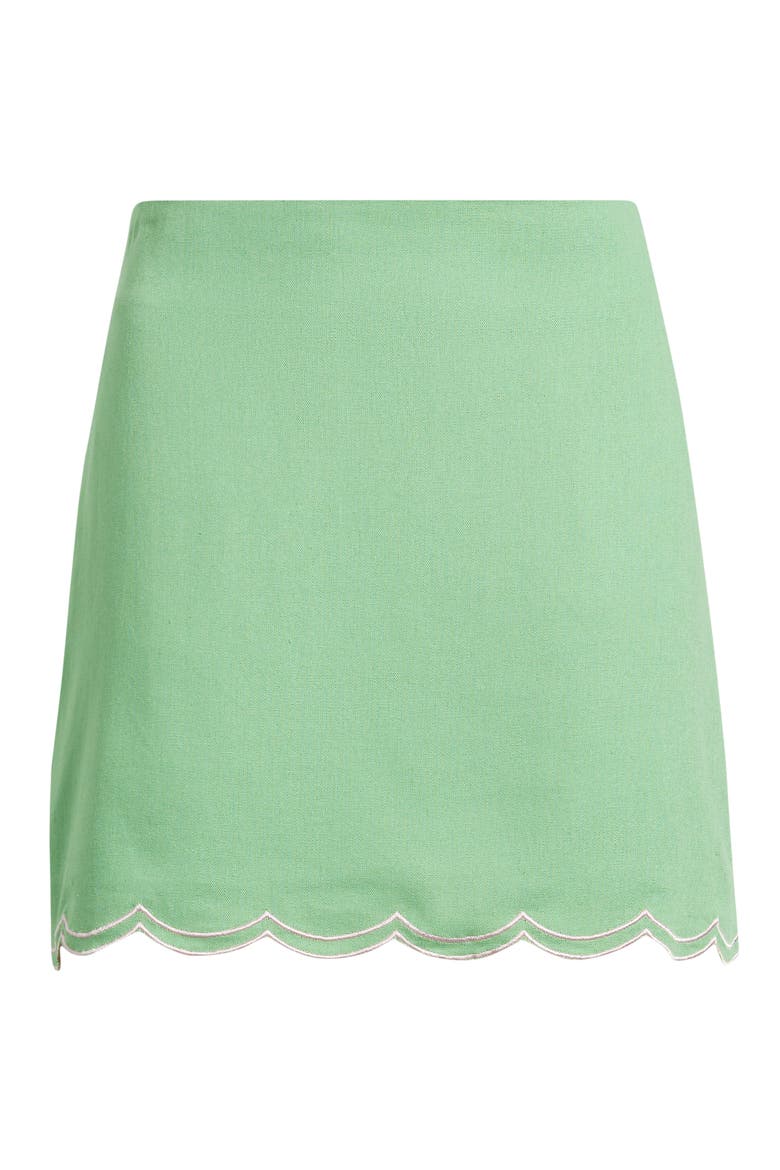 Muro Scalloped Hem Linen Blend Skirt, Alternate, color, GREEN