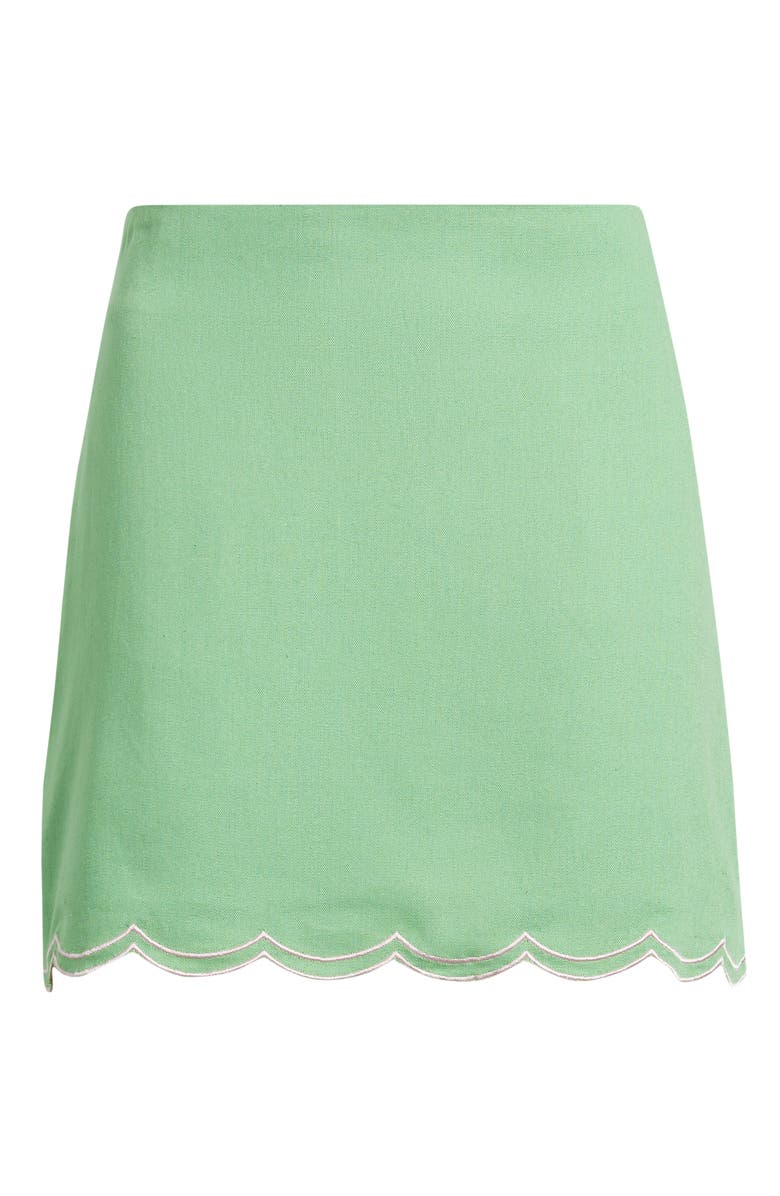 DELUC Muro Scalloped Hem Linen Blend Skirt, Main, color, 