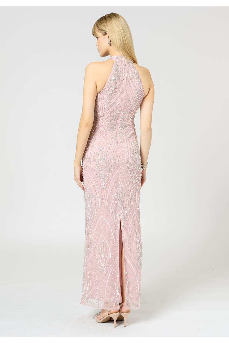 Embellished Sequin Beaded Maxi Dress, Alternate, color, FROSTED PINK