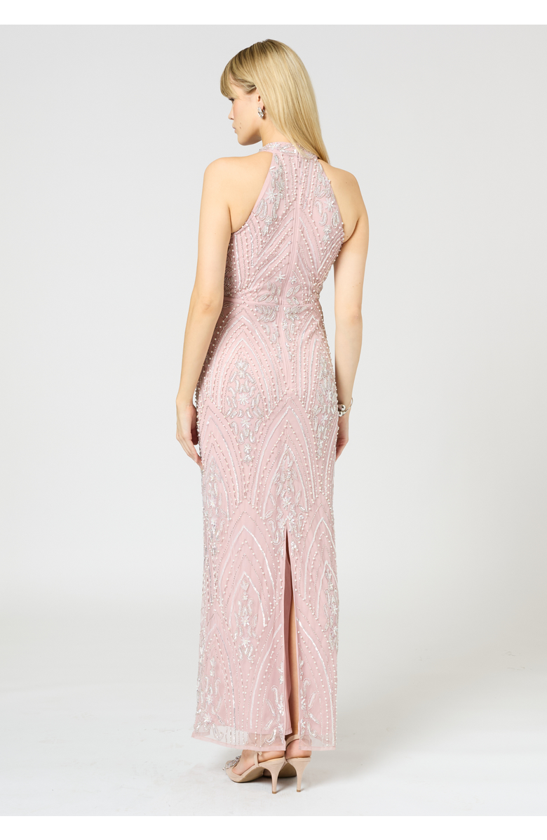 BEAUUT Embellished Sequin Beaded Maxi Dress, Alternate, color, Frosted Pink