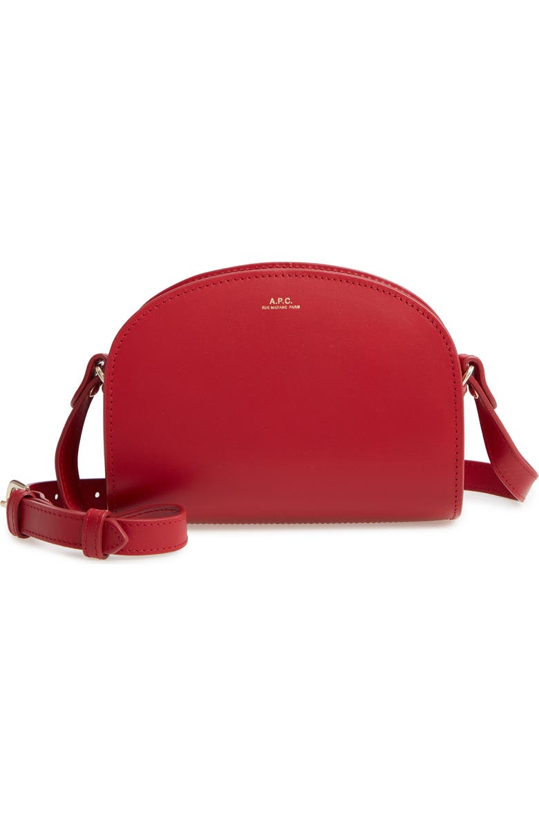 A.P.C. Mini Sac Demi Lune Calfskin Crossbody Bag, Main, color,
