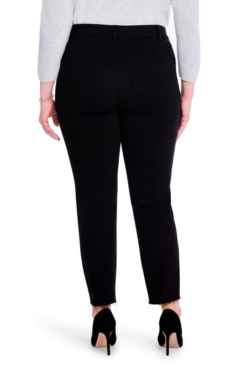 NIC+ZOE Raw Hem Ankle Straight Leg Jeans, Alternate, color, Black Denim