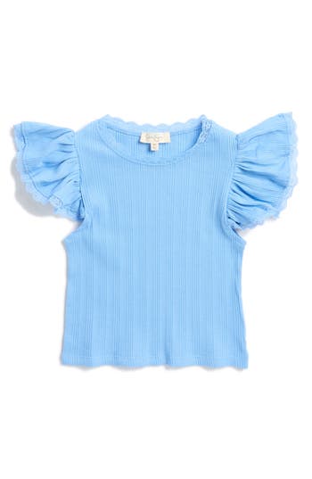JESSICA SIMPSON JESSICA SIMPSON KIDS' FLUTTER SLEEVE RIB KNIT TOP 
