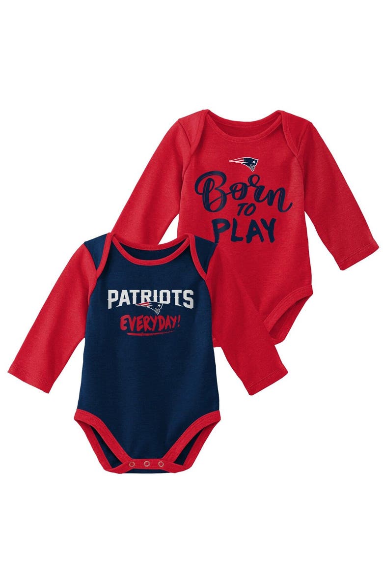 Outerstuff Newborn & Infant Red/Navy New England Patriots Little Player Long Sleeve 2-Pack Bodysuit Set, Alternate, color, 