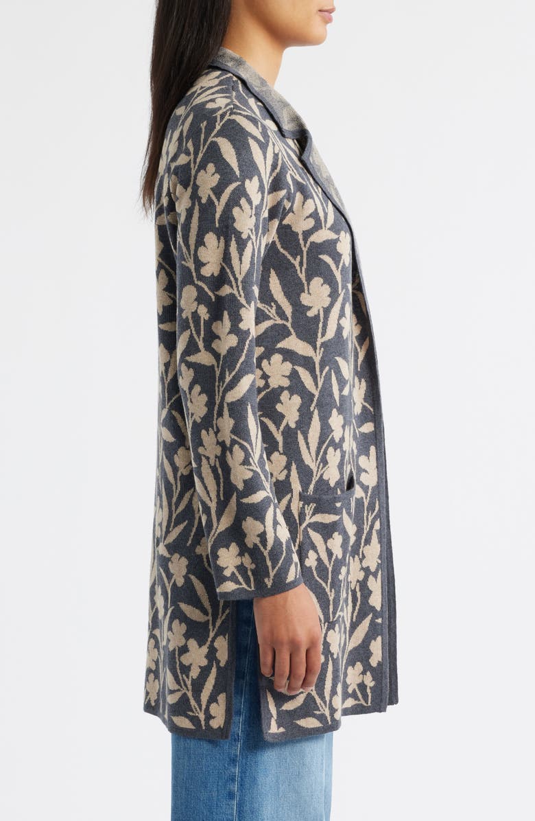 Hatley Floral Vines Jacquard Open Front Cardigan, Alternate, color, Grey