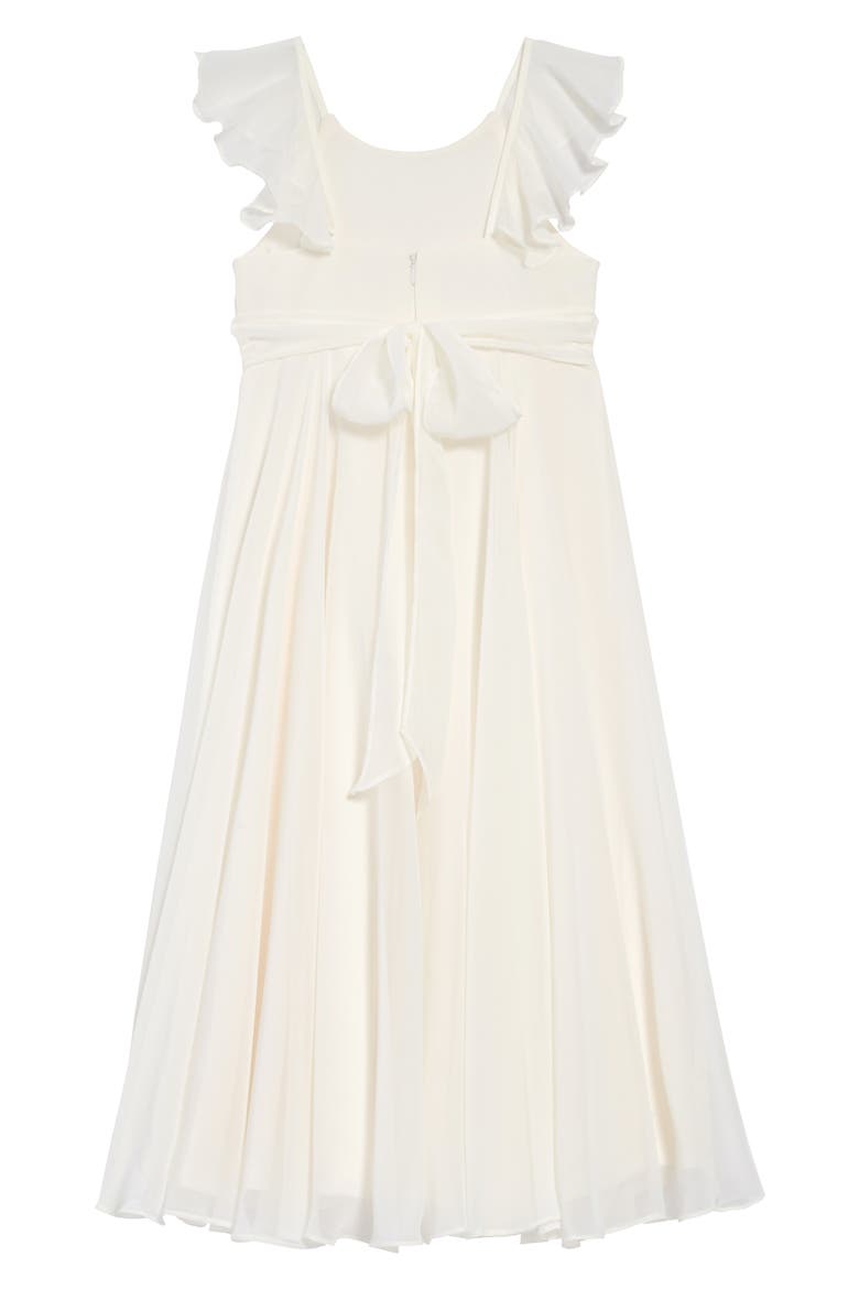 Flutter Sleeve Chiffon Flower Girl Dress, Alternate, color, IVORY
