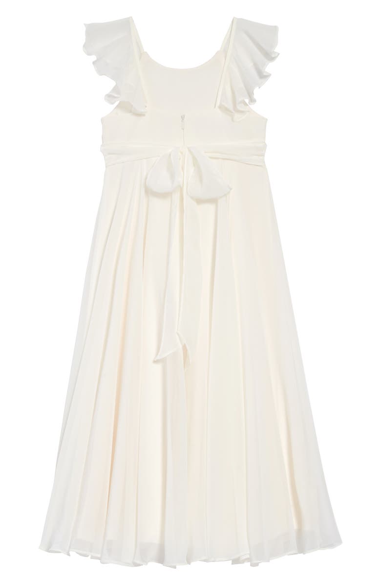 Dessy Collection Flutter Sleeve Chiffon Flower Girl Dress, Alternate, color, Ivory