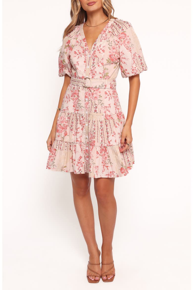 Columbia Floral Print Belted Dress, Main, color, SOFT CAMELLIA