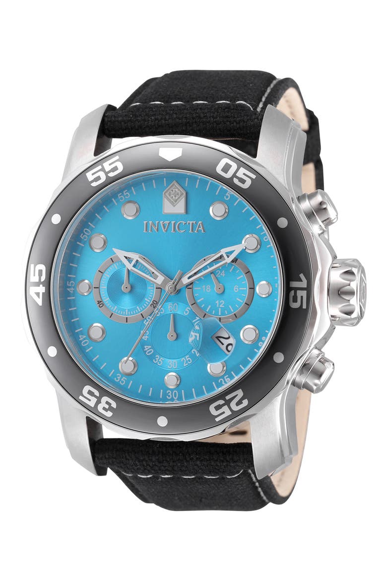 Pro Diver Chronograph Canvas Strap Watch, 48mm, Main, color, LIGHT BLUE
