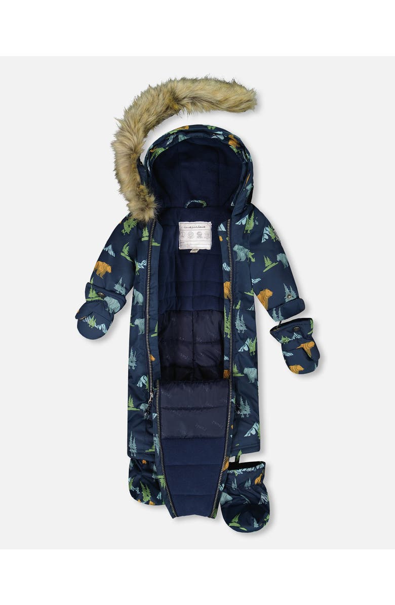 Deux par Deux One-Piece Play Snowsuit Designed for Car Seat Animal, Alternate, color, Navy