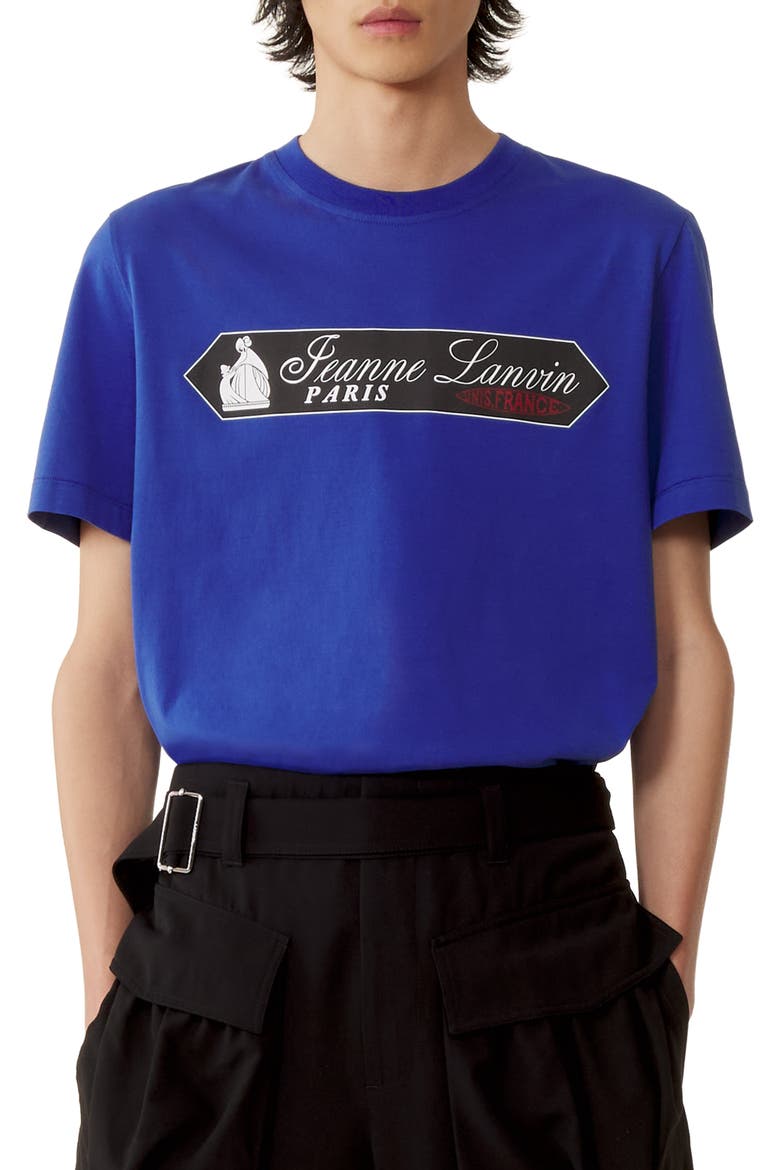 Printed Lanvin Signature Label T-Shirt, Alternate, color, Pale blue