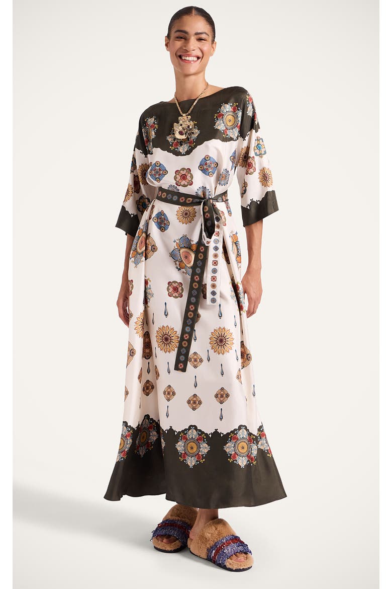 Muumuu Dress Round Neck Placée, Main, color, Nucleus Placée Off White