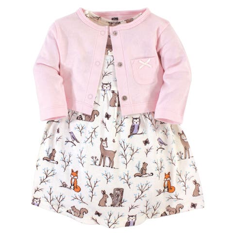 Coordinated Cotton Dress and Cardigan Duo