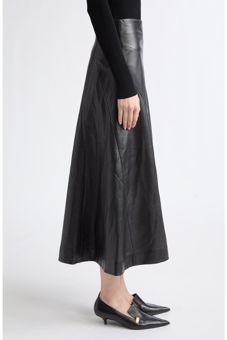 Kenza Leather Skirt, Alternate, color, BLACK