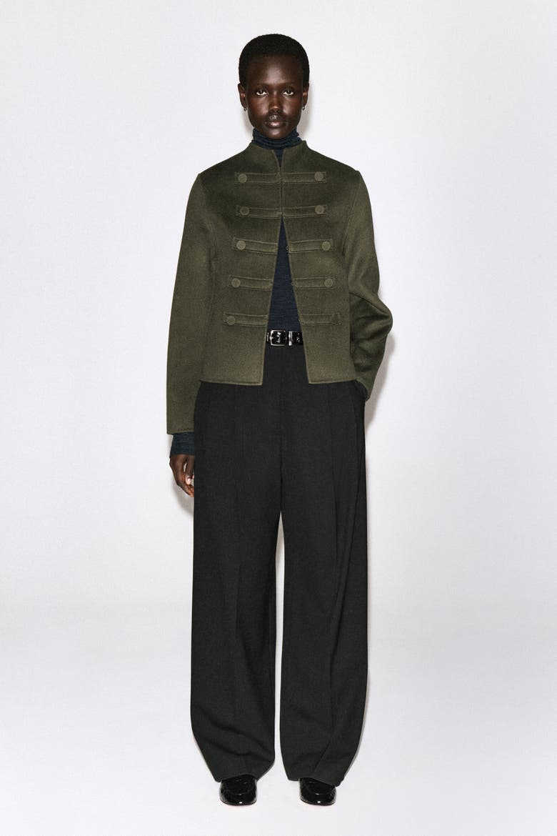 Double-Faced Wool Uniform Jacket, Alternate, color, KHAKI