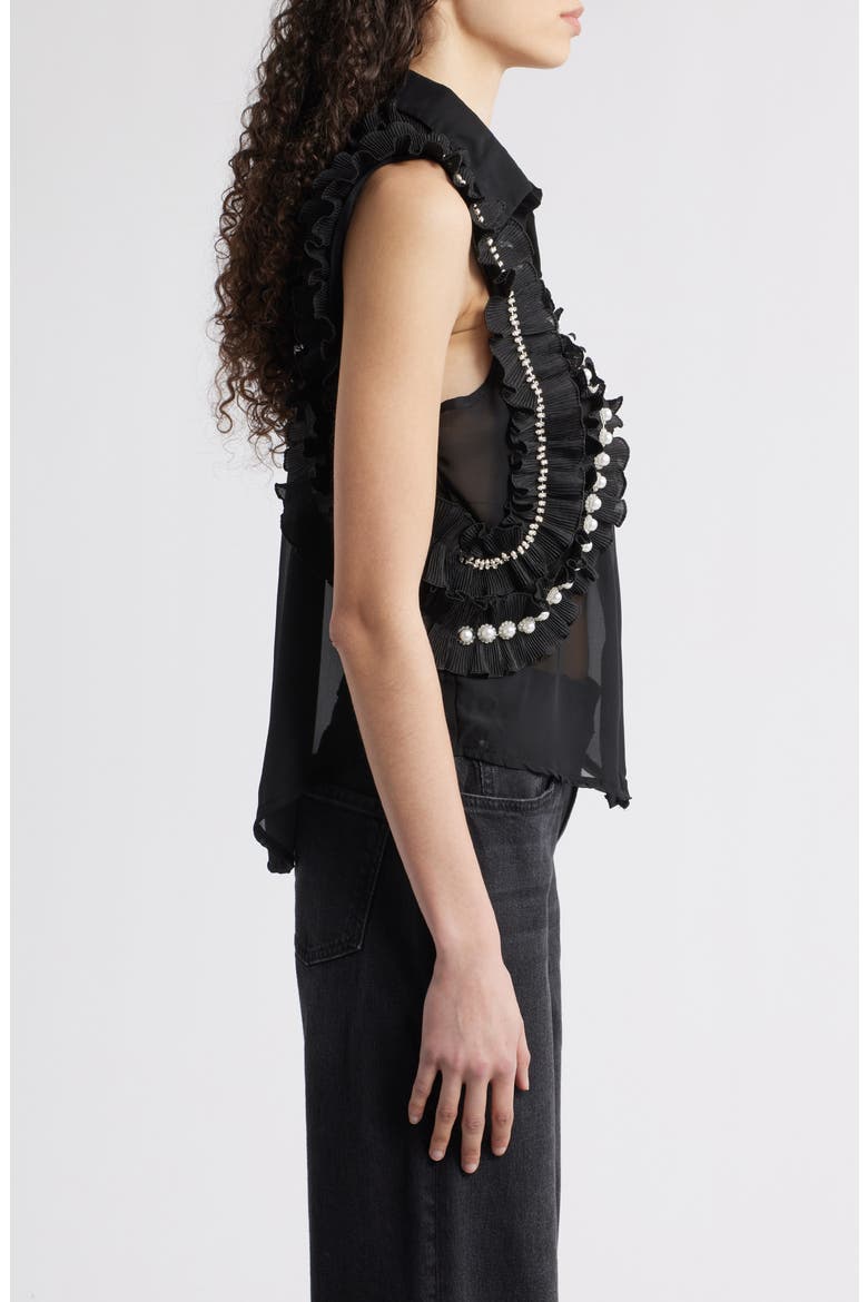Maite Embellished Ruffle Sleeveless Shirt, Alternate, color, BLACK