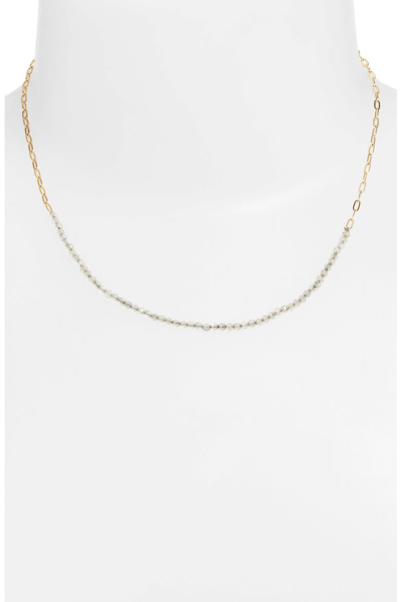 Paper Clip Chain & Stone Frontal Necklace, Alternate, color, GOLD/ LABRADORITE
