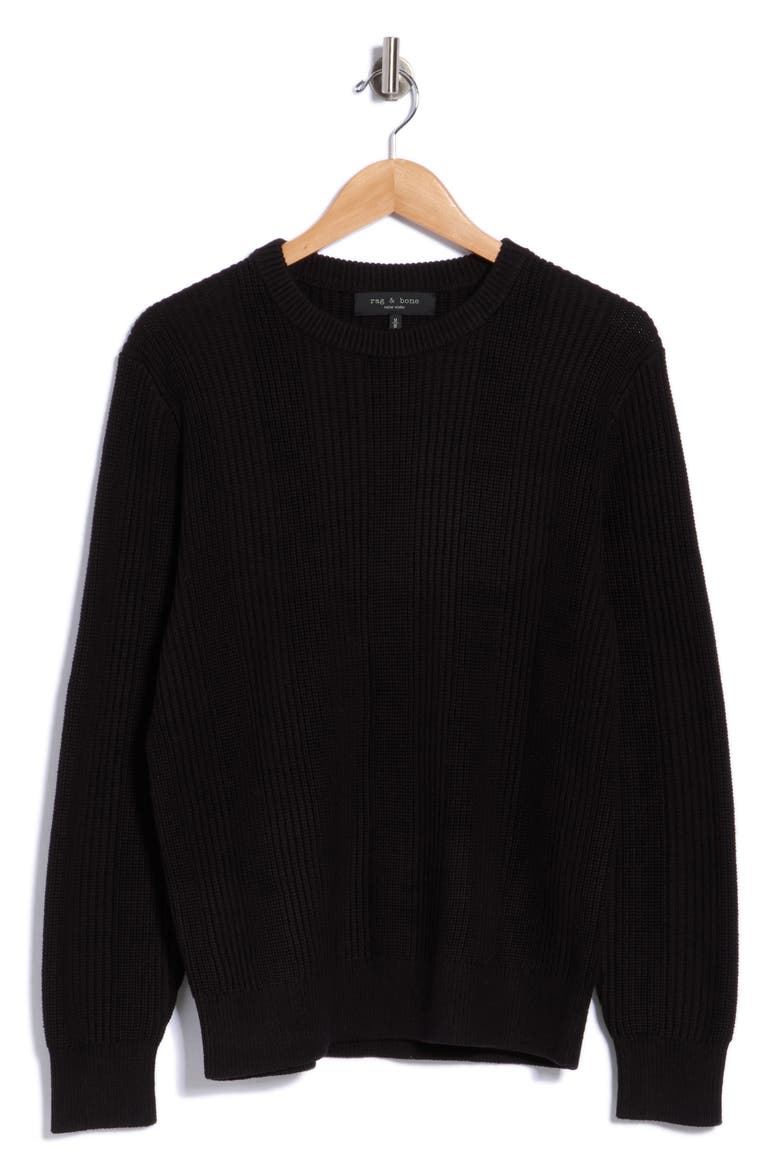 Caleb Cotton Crewneck Sweater, Main, color, BLACK