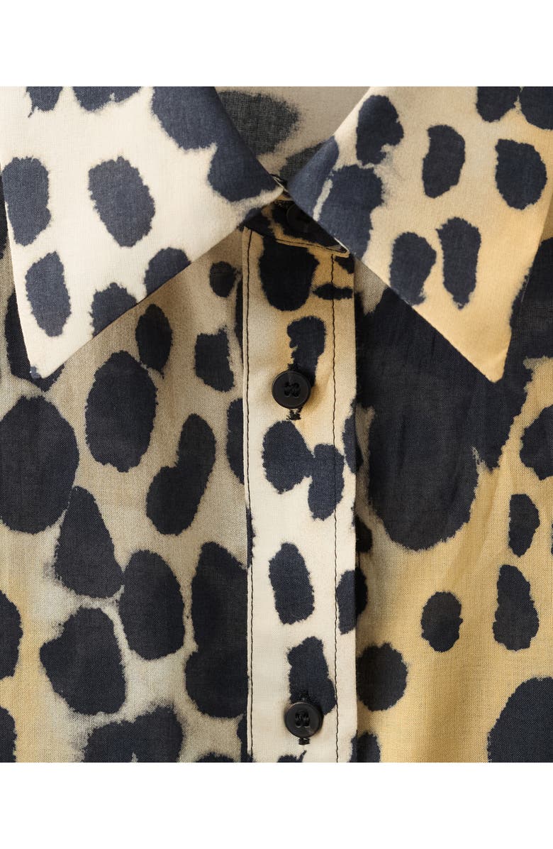 MANGO Animal Spot Cotton Button-Up Shirt, Alternate, color, Black