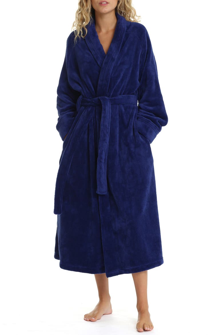 Plush Longline Robe, Alternate, color, NAVY