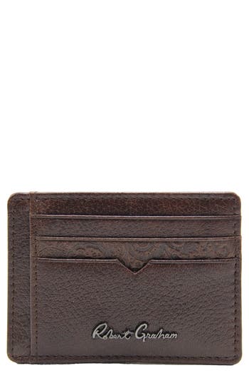 Robert Graham Arvo Leather Card Case In Brown