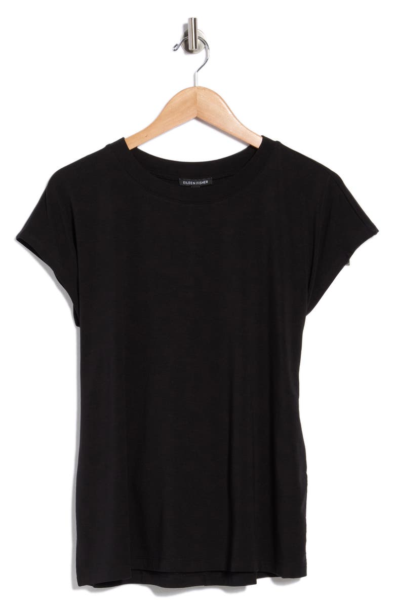 Eileen Fisher Crewneck T-Shirt, Main, color, Black