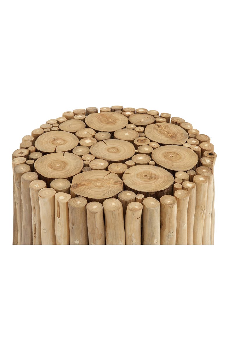 Brown Teakwood Handmade Stick Cluster Design Accent Table, Alternate, color, BROWN