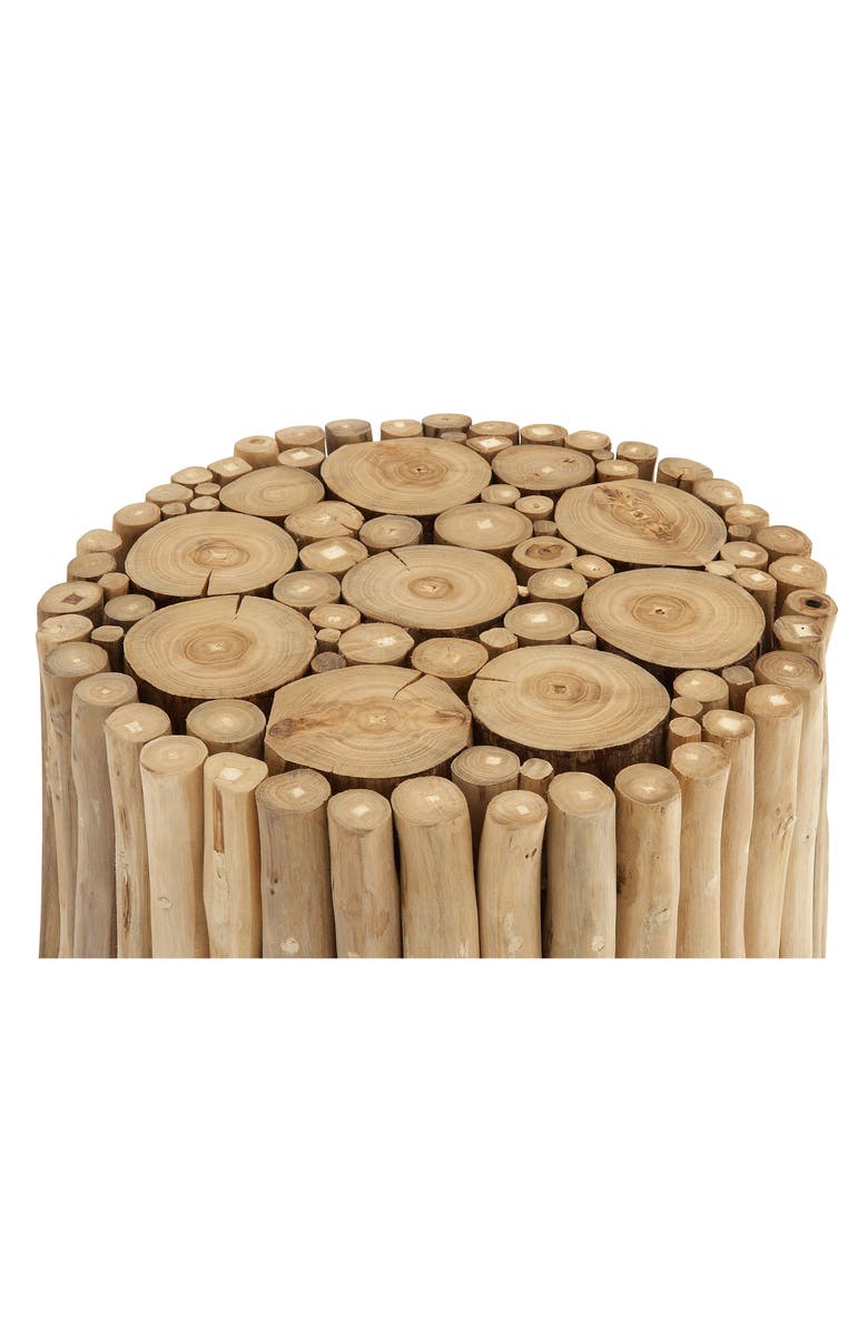 GINGER BIRCH STUDIO Brown Teakwood Handmade Stick Cluster Design Accent Table, Alternate, color, 