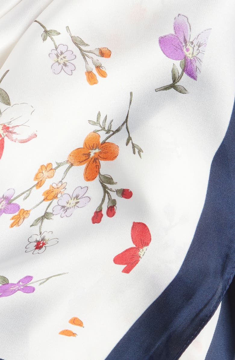 Tasha Floral Satin Scarf, Alternate, color, Ivory Multi