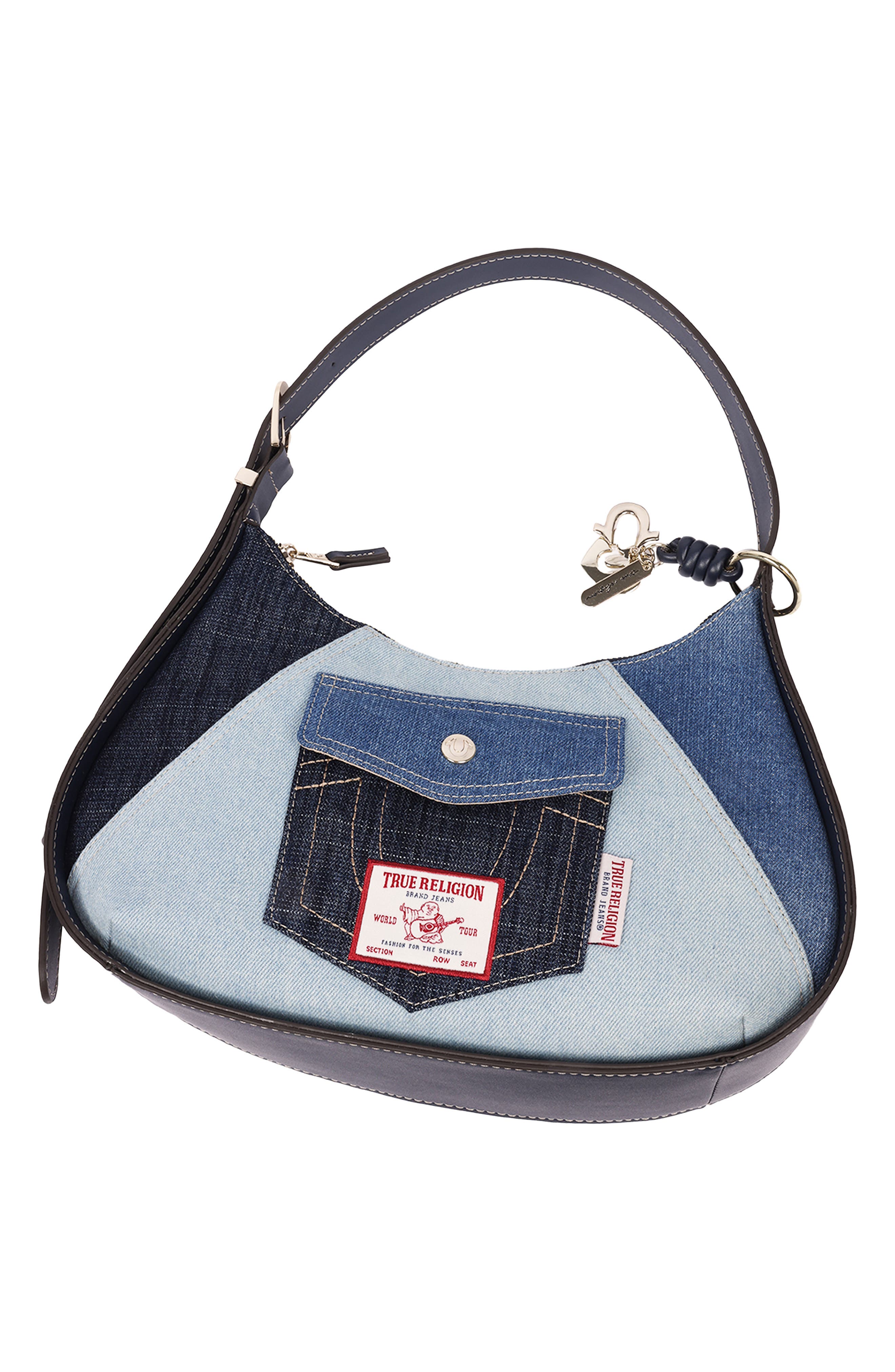 Colorblock Denim Zip Top Hobo, Alternate, color, MULTI