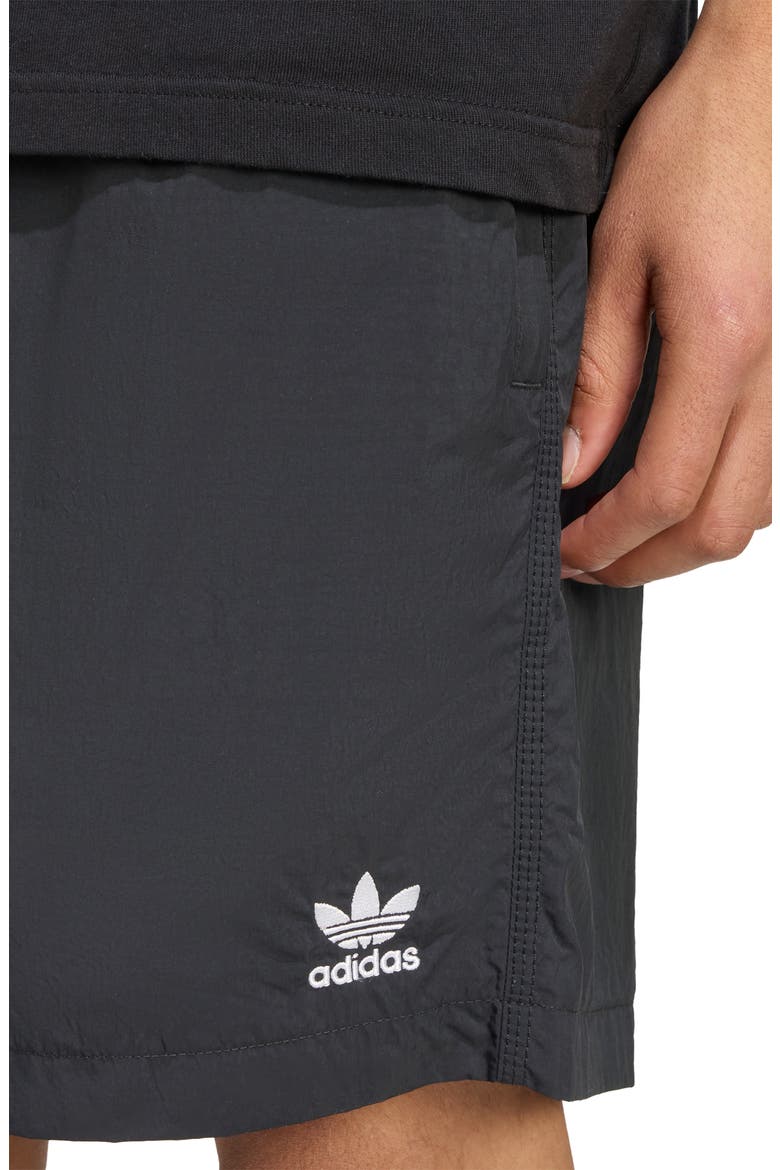 Essentials Trefoil Logo Shorts, Alternate, color, BLACK/ WHITE