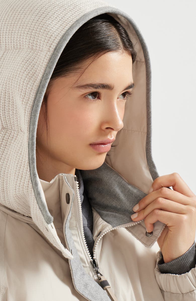 Brunello Cucinelli Water-resistant taffeta down jacket, Alternate, color, Light Grey