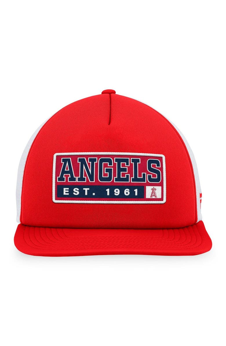 MAJESTIC Men's Majestic Red/White Los Angeles Angels Foam Trucker Snapback Hat, Alternate, color, Red