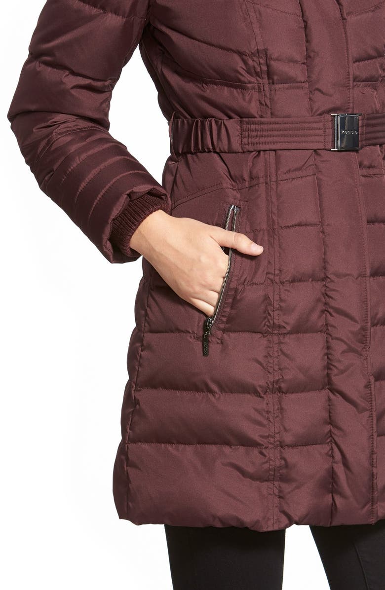 Kensie Belted Hooded Down & Feather Fill Coat, Alternate, color, 