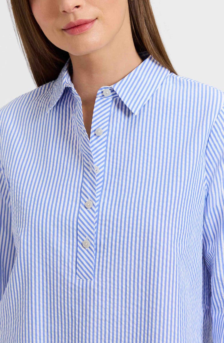 Foxcroft Therese Stripe Button Back Cotton Seersucker Popover Shirt, Alternate, color, 