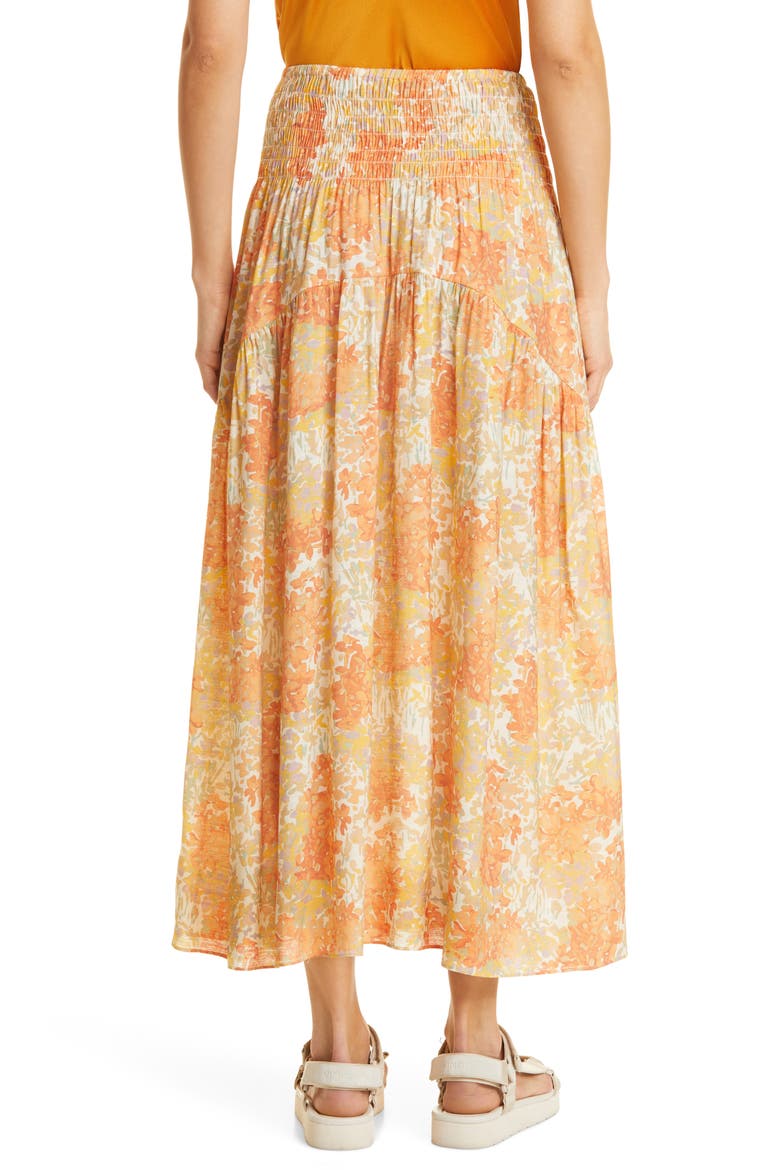 Garden Smocked Tiered Maxi Skirt, Alternate, color, DUSK