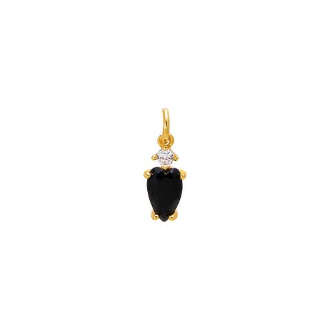 Black Onyx Elongated Heart Charm