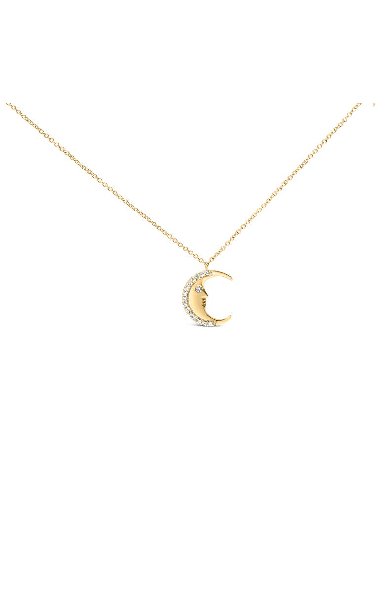 Haus of Brilliance 14K Yellow Gold 1/10 Cttw Diamond Crescent Man on the Moon Pendant Necklace, Main, color, Yellow