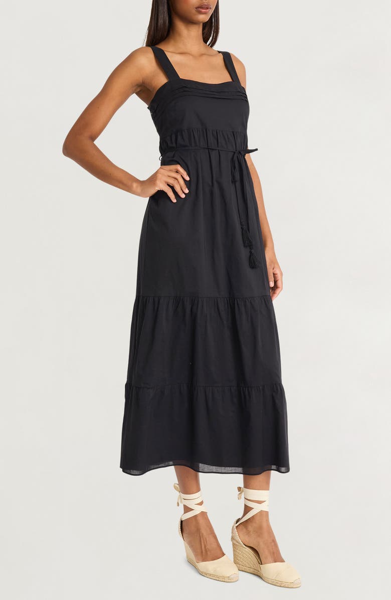 The Good Journey Tiered Tie Waist Midi Dress, Alternate, color, 
