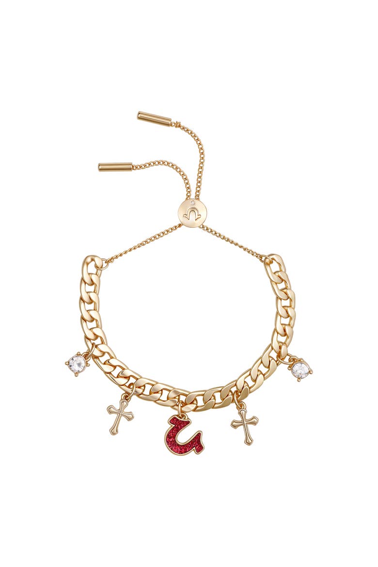 Horseshoe Cross Slider Bracelet, Alternate, color, Gold Tone