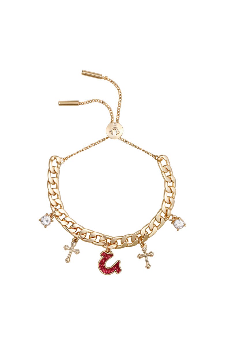 True Religion Horseshoe Cross Slider Bracelet, Alternate, color, Gold Tone