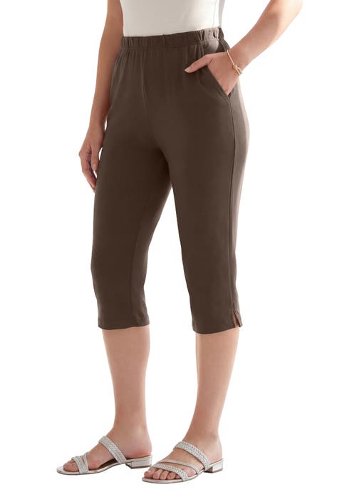Plus Size Soft Knit Relaxed Pull-On Capri Pant (Plus)