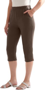 Roaman's Plus Size Soft Knit Relaxed Pull-On Capri Pant